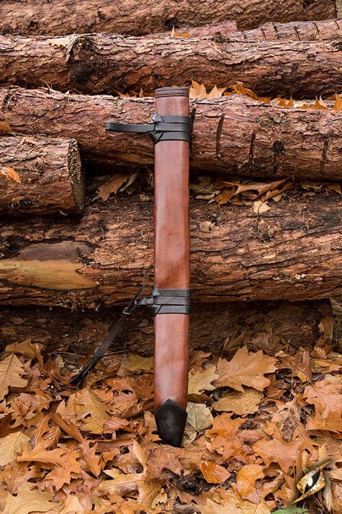 LARP sword scabbard, L, right-handed, brown