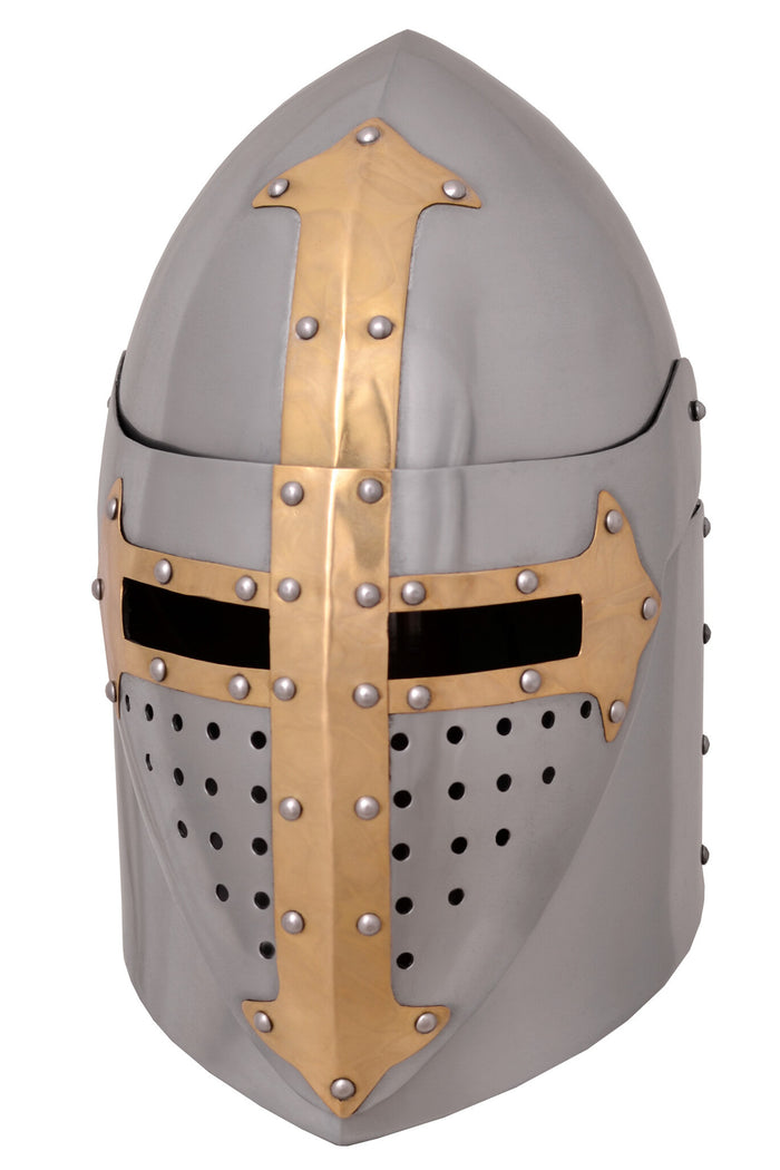 Sugarloaf helm, with hinged visor, polished, 1.6 mm