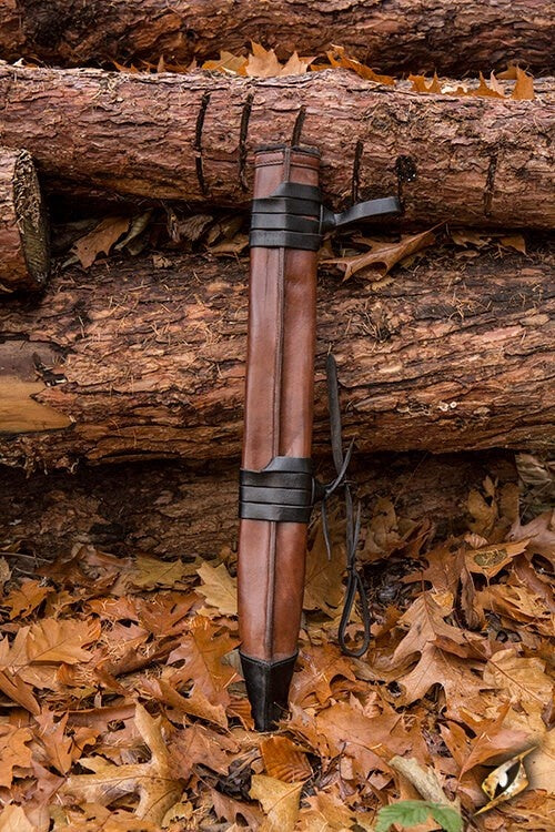 LARP sword scabbard, M, right-handed, brown