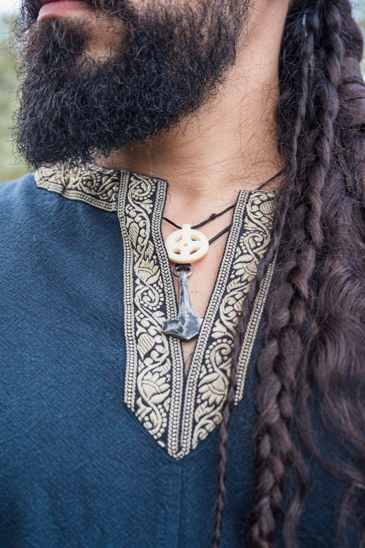 Celtic tunic, short sleeves, dark blue