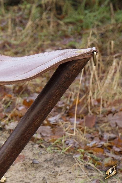Wood-leather folding stool M