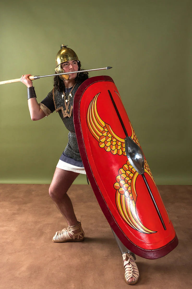 Lorica hamata romana, anillas planas mixtas con remaches redondos, 9 mm