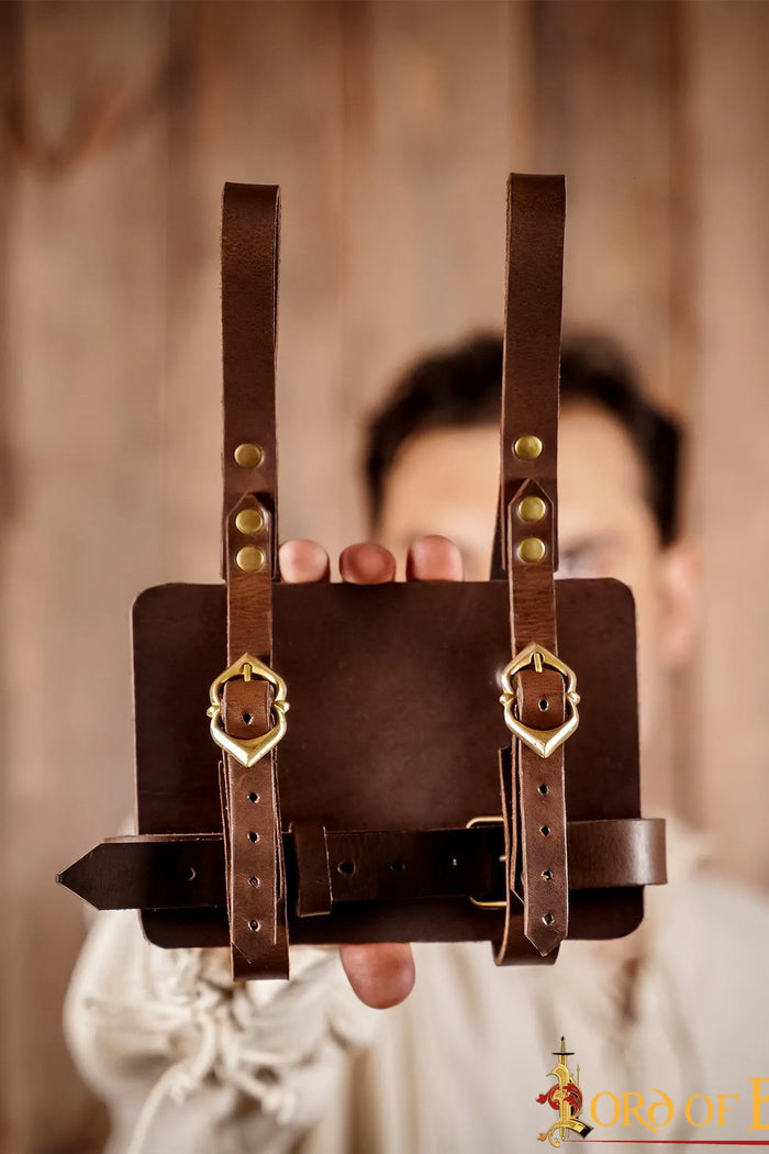 Leather diary holder for belt, brown