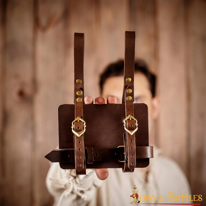 Leather diary holder for belt, brown
