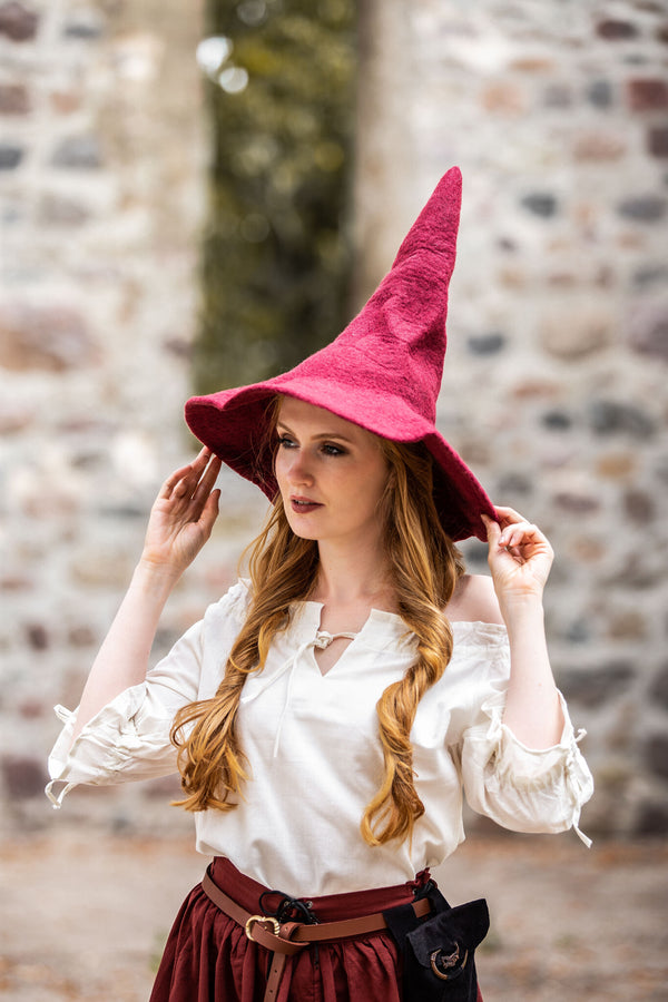 Witches hat, red, wool felt