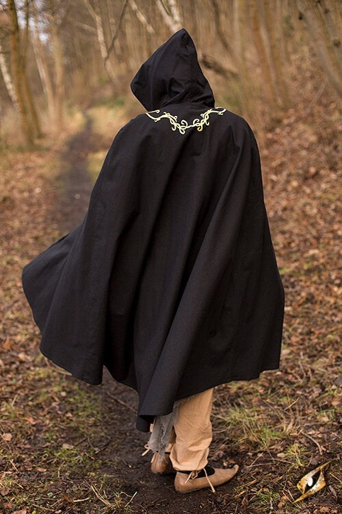 Embroidered cloak Terra, black