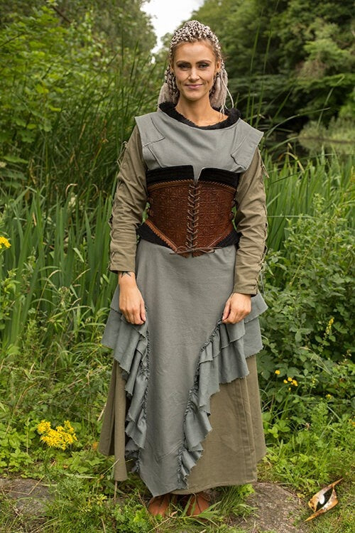 Skórzany gorset Margot, brązowy