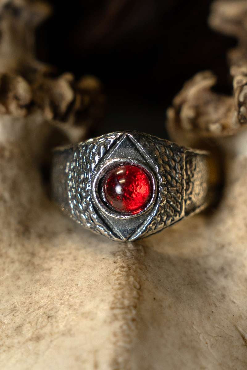 Medieval ring, red, pewter
