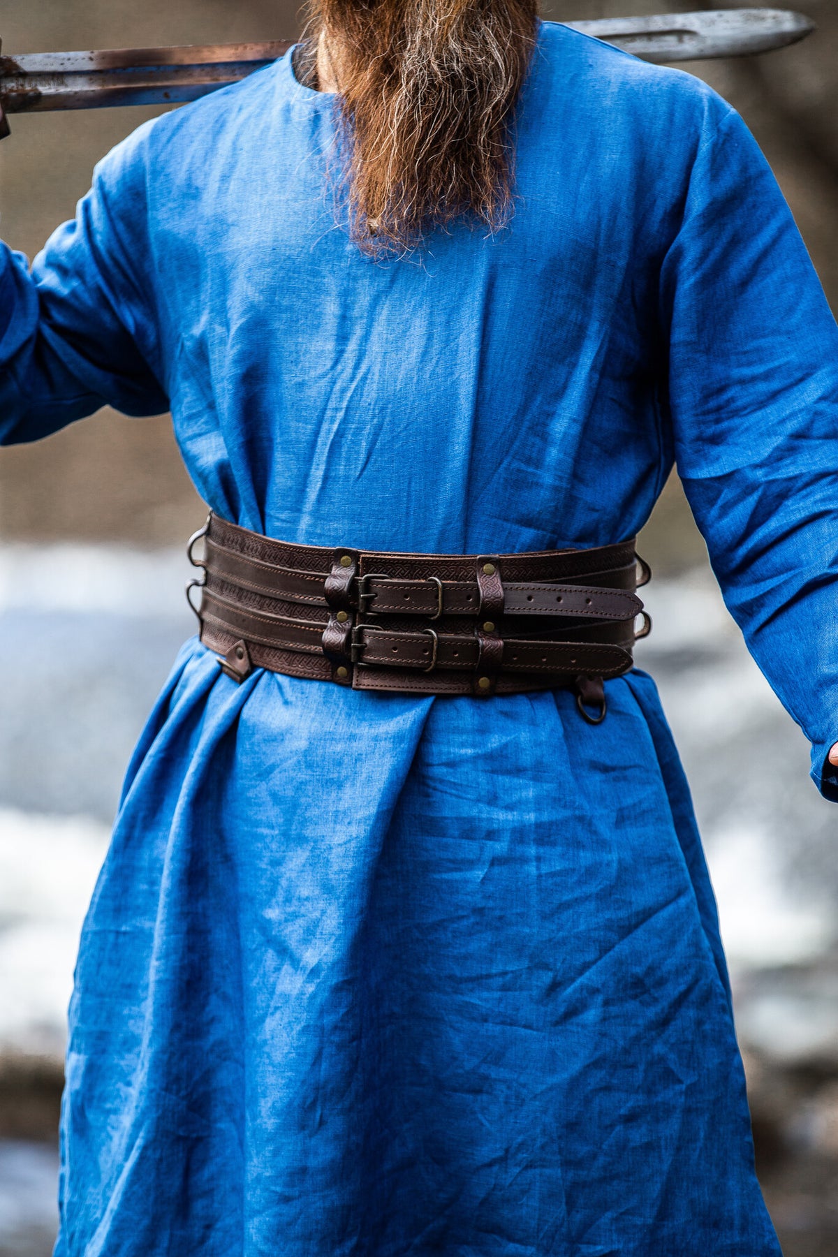 Thorsberg tunic Germanic, linen, blue
