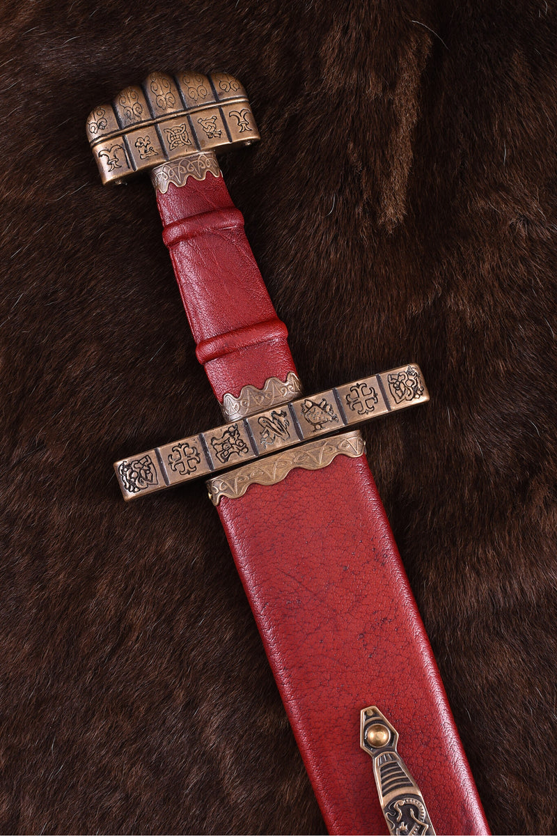 Spada vichinga di Haithabu del IX secolo, acciaio damascato, semi-affilata