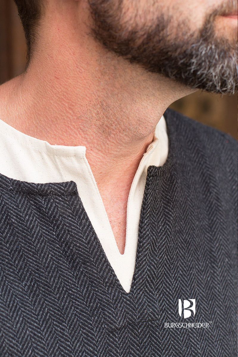 Fiskbensmönstrad tunika Tyr, svart, ullmix