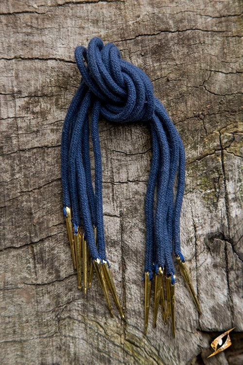 Tie laces with aiglets, set of 6, blue