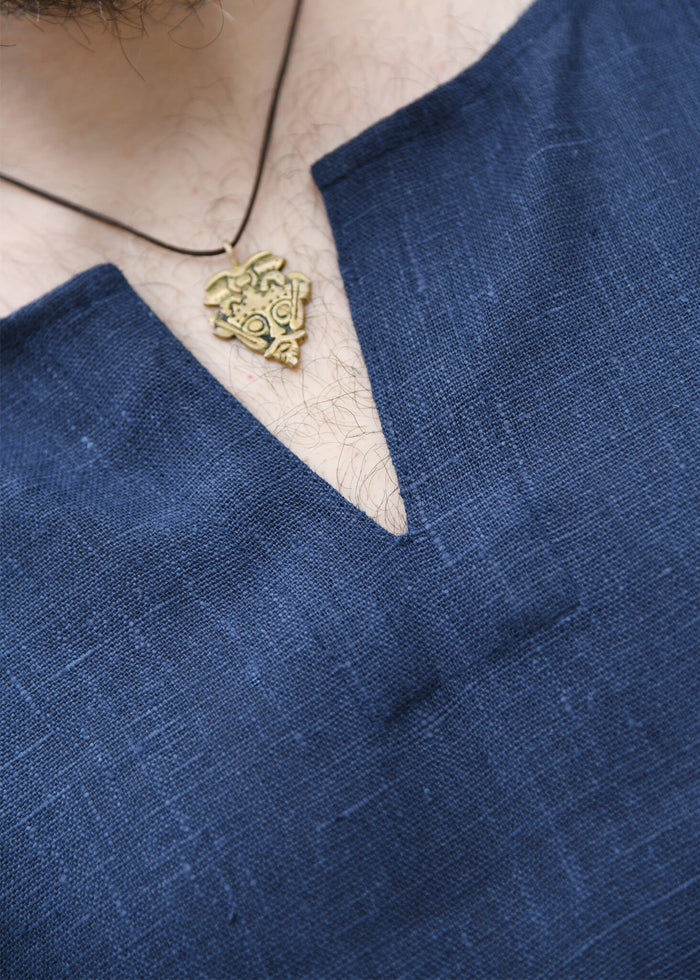 Medieval linen tunic, blue