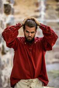 Pirate shirt with laces, red