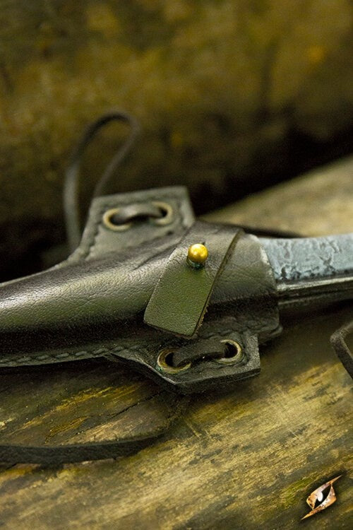 LARP cutthroat knife with holder, black