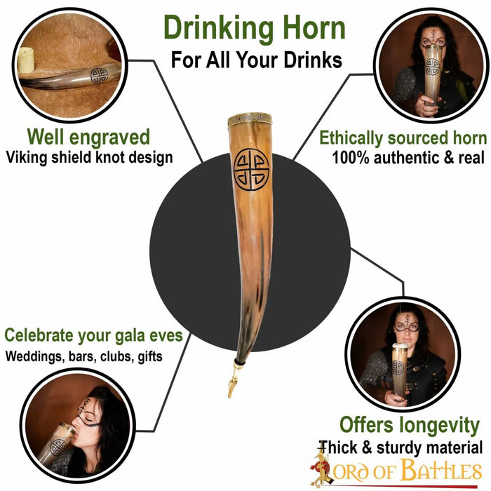 Drinking horn with sun wheel, 300-500 ml