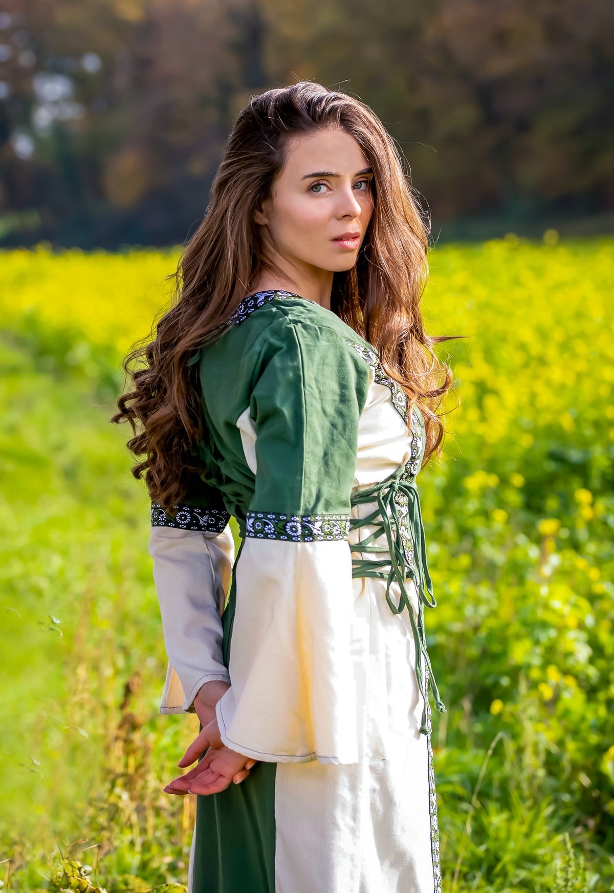 Dress Cleena green-white