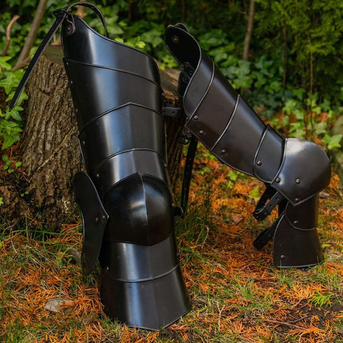 Leg armour Markward, black, 1.2 mm