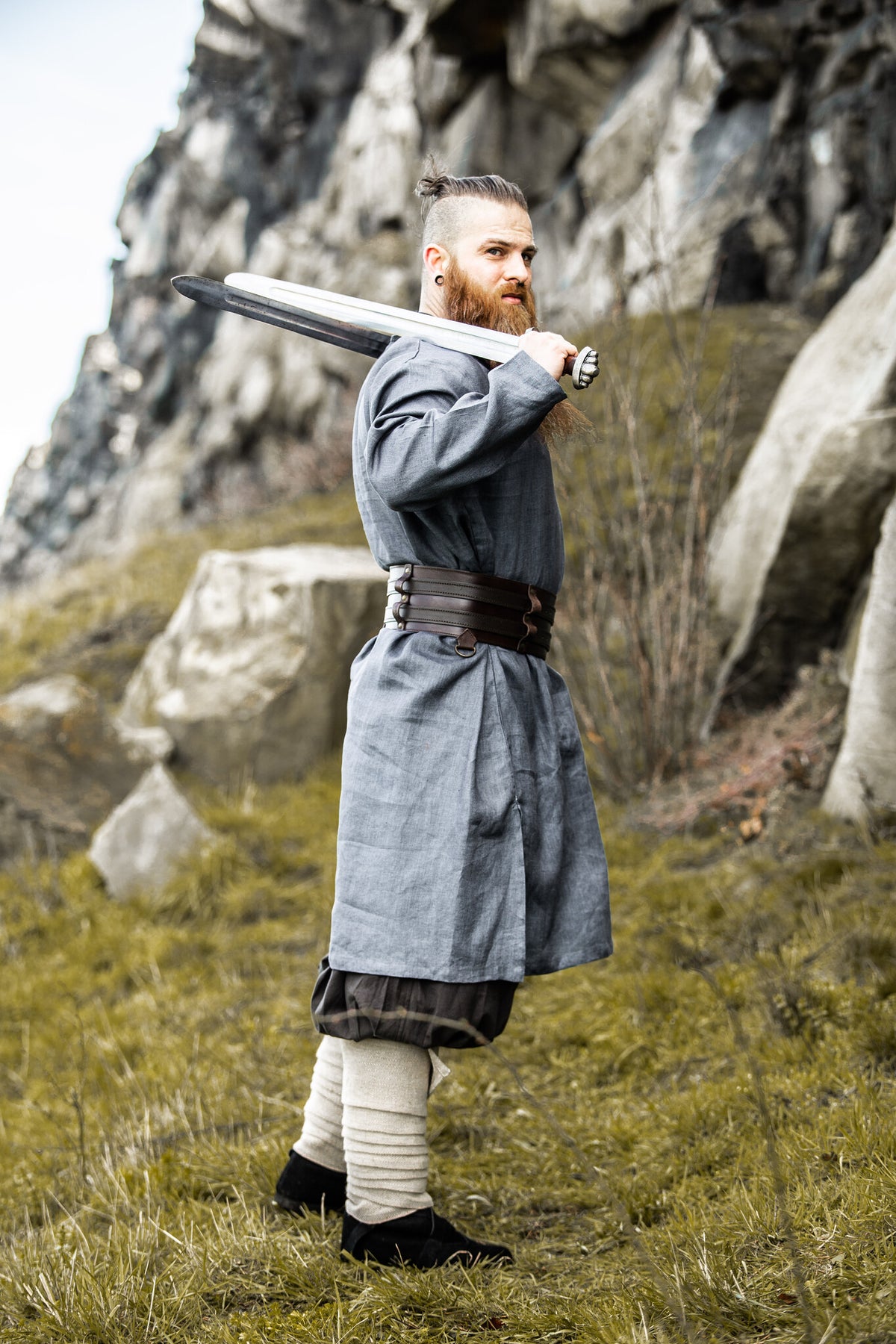 Thorsberg tunic Germanic, linen, blue-gray