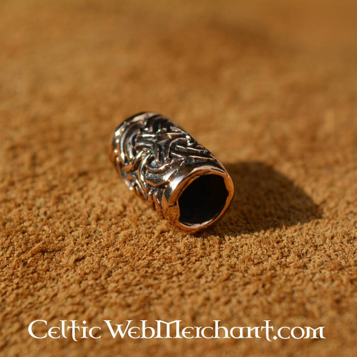 Beard bead with Celtic knot, bronze