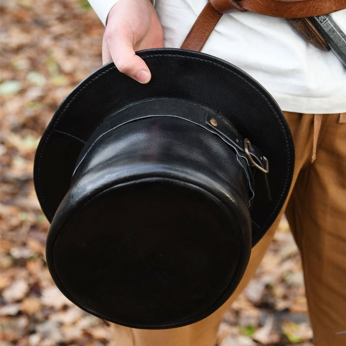 Black leather hat