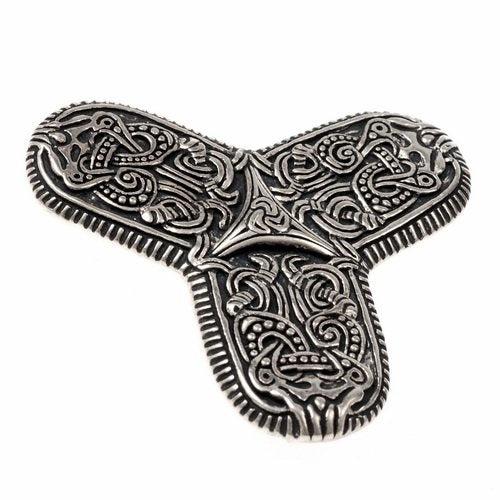 Viking trefoil fibula Tranby, silver-plated
