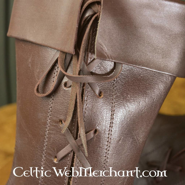 Side laced high boots, dark brown, brown