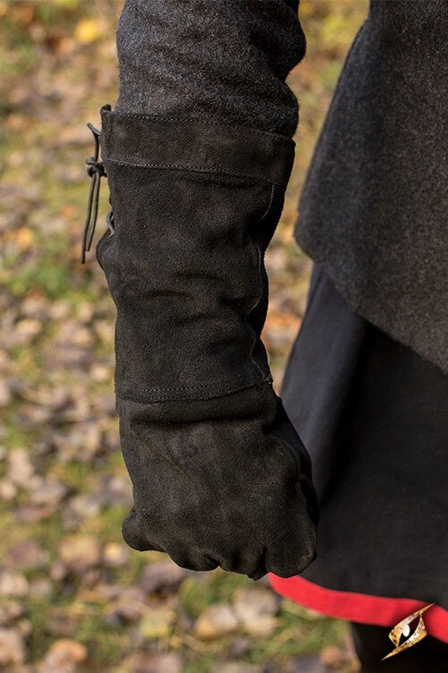 Leather fighting gloves suede, black