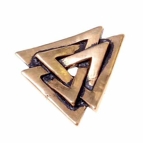 Viking valknut amulet, bronze