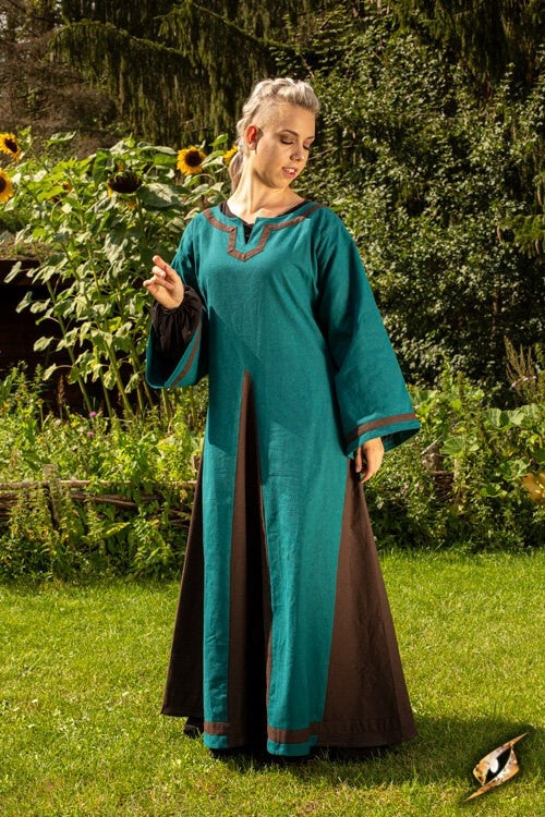 Viking dress Astrid, azure-brown