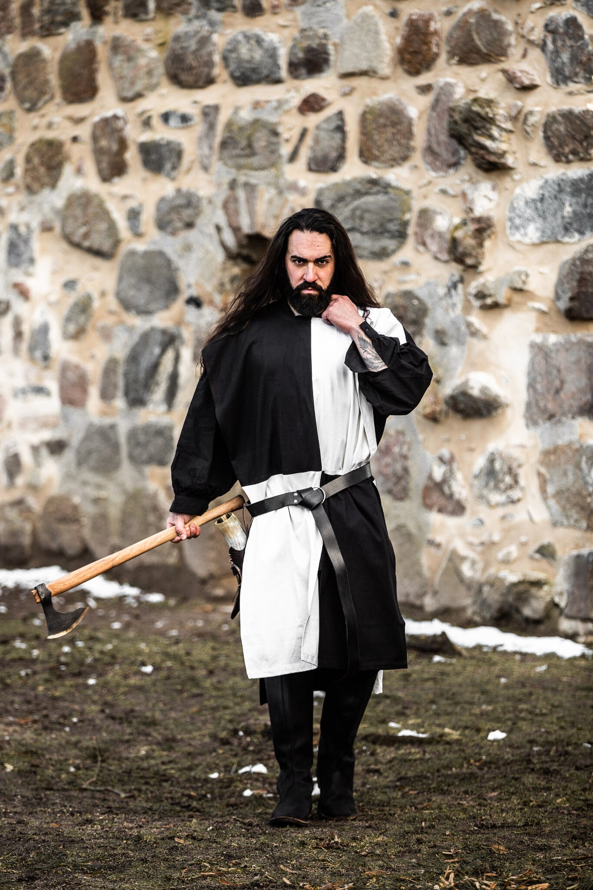 Surcoat, checked, black-white