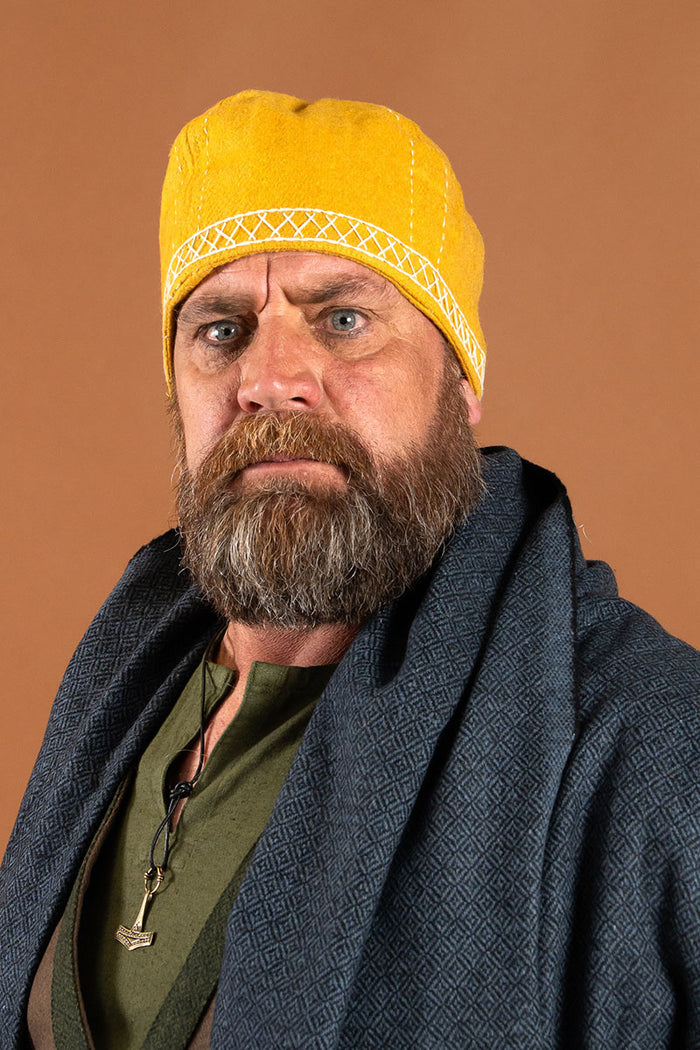 Viking cap Njal, yellow, wool blend