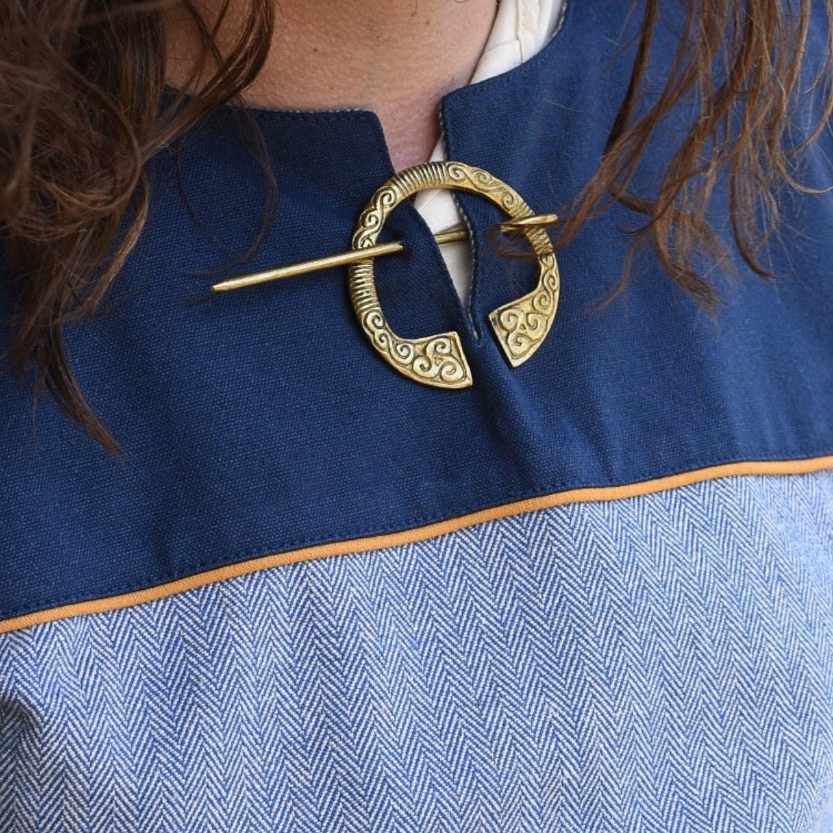 Germanic Thorsberg tunic herringbone pattern, blue