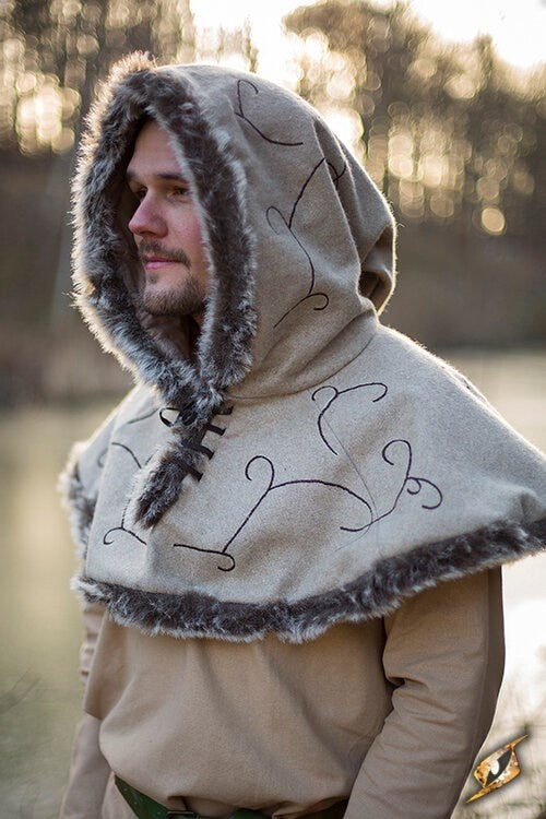 Fur hood Gisla, grey, wool mix