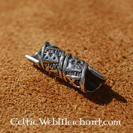 Beard bead with runic inscription, sterling silver