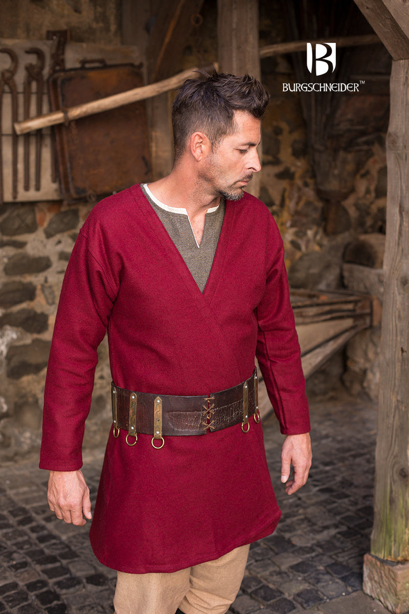 Kaftan viking Loki, mélange de laine, rouge