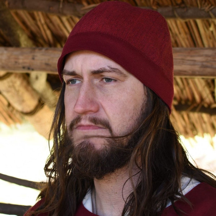 Birka hat herringbone motif, red