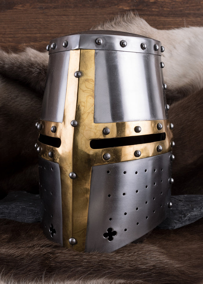 Helmet knight templar with brass cross, 1.6 mm
