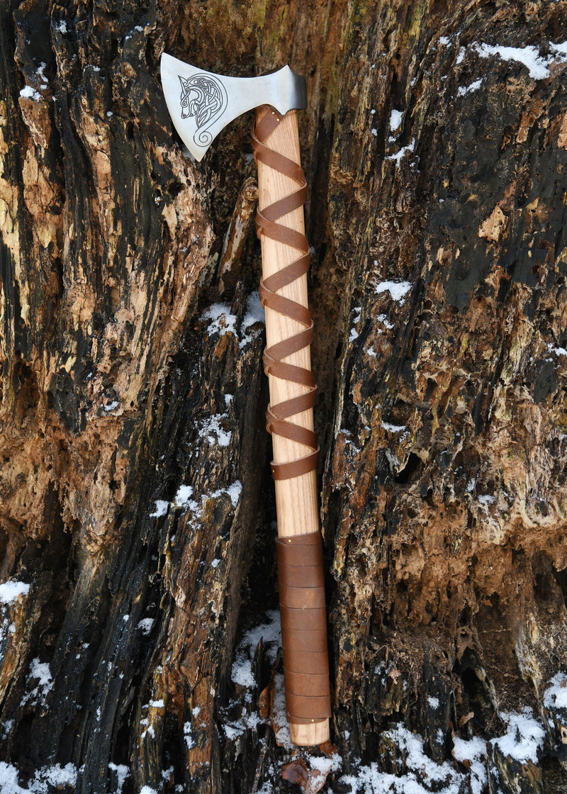 Viking axe, type G, engraved, semi-sharp