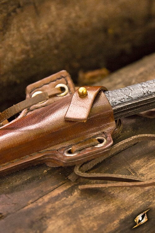 LARP cutthroat knife with holder, brown