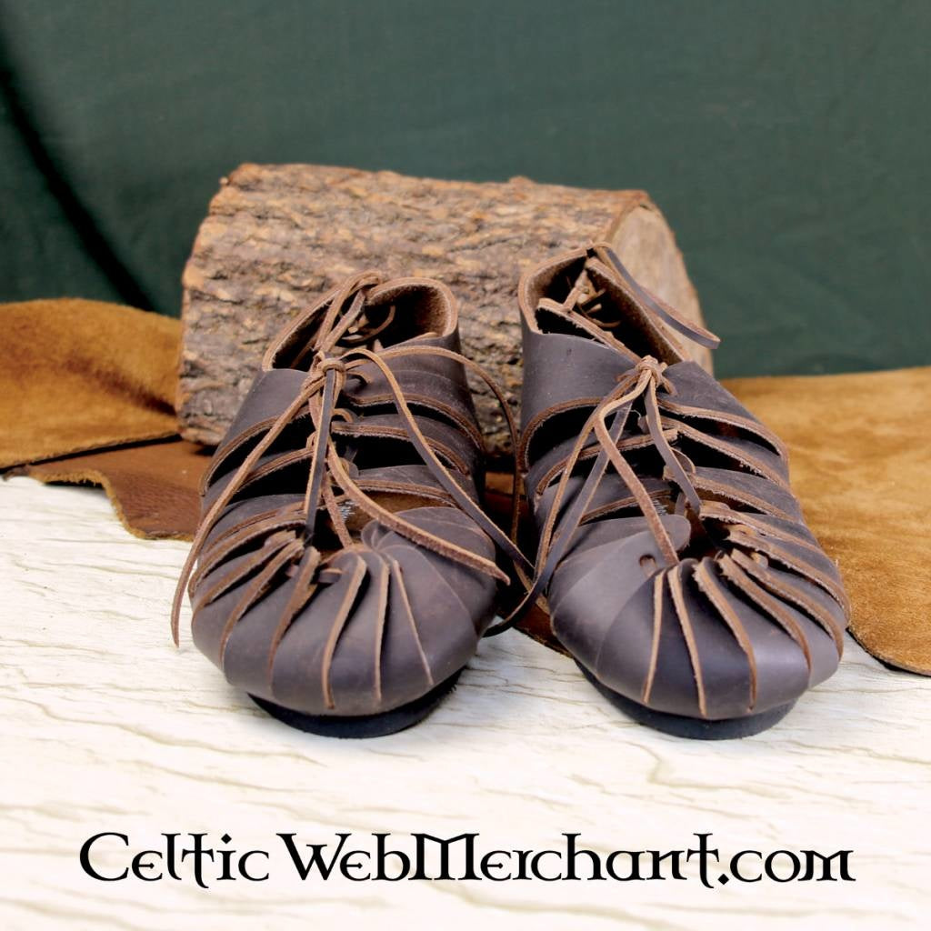 Leather sandals, Iron Age, brown