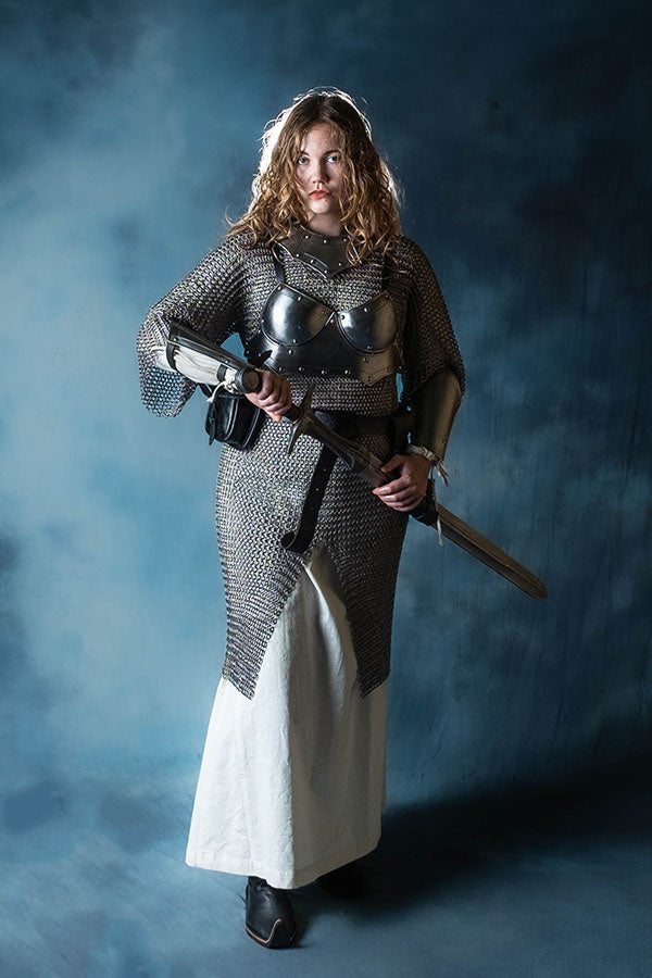 Hauberk met split, korte mouwen, ongeklonken 9 mm