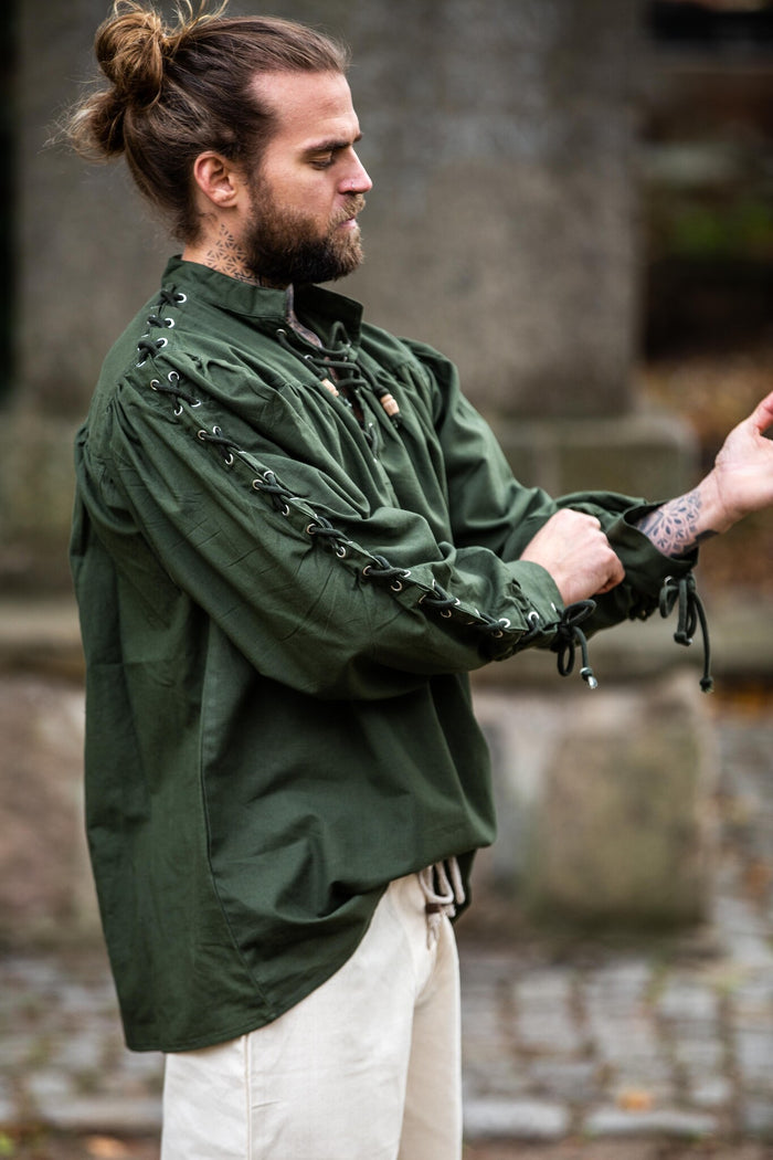 Pirate shirt with laces, green