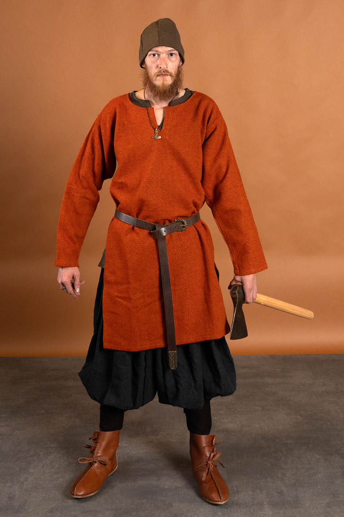 Medieval tunic diamond twill tunic, 100% wool, orange-red