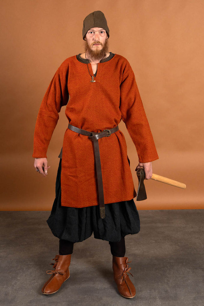 Medieval tunic diamond twill tunic, 100% wool, orange-red