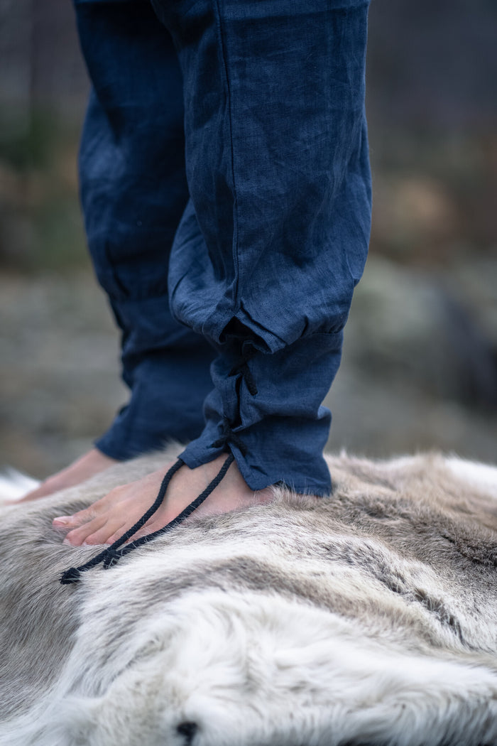 Linen Viking Trousers Odin, blue