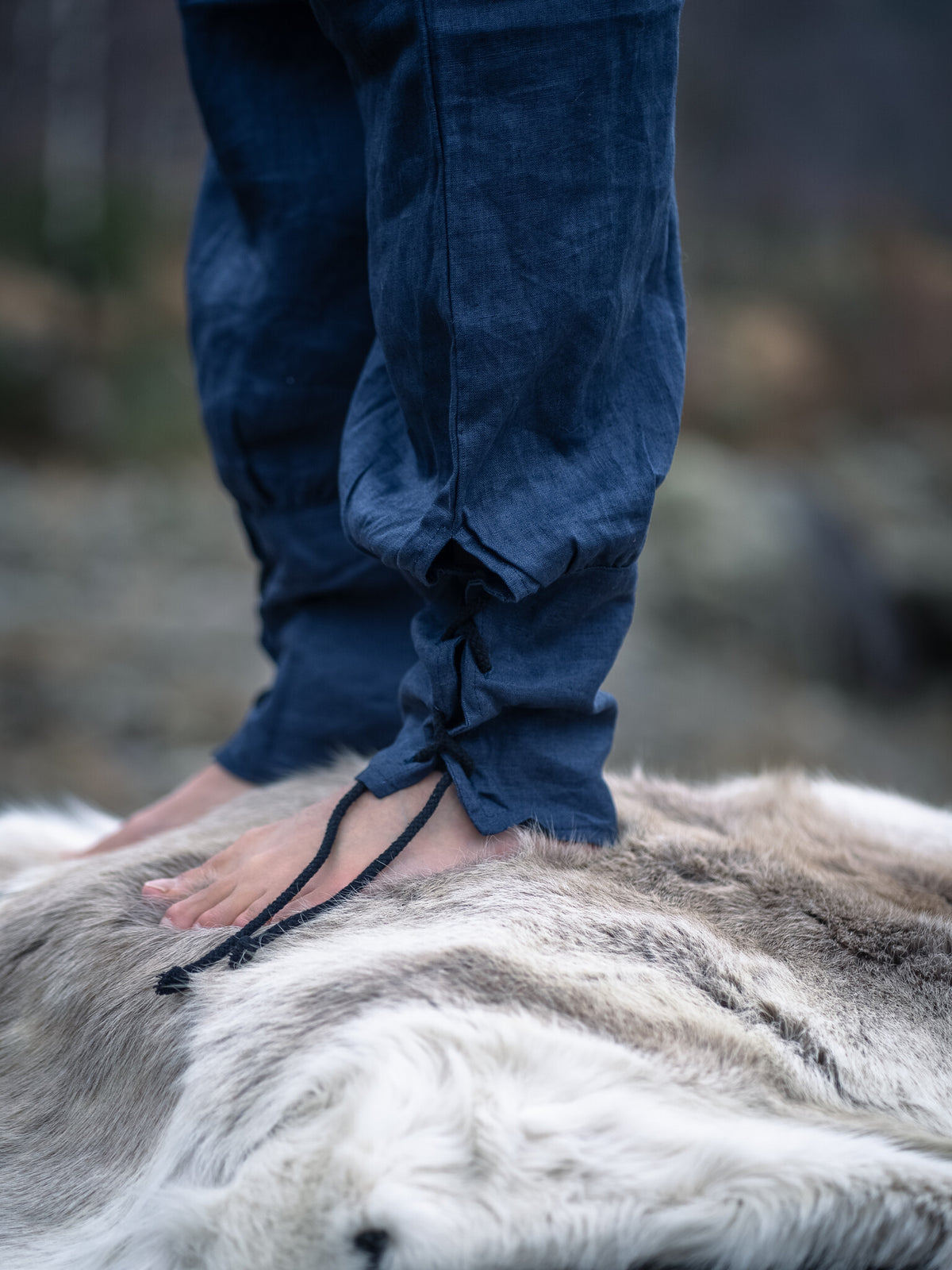 Linen Viking Trousers Odin, blue