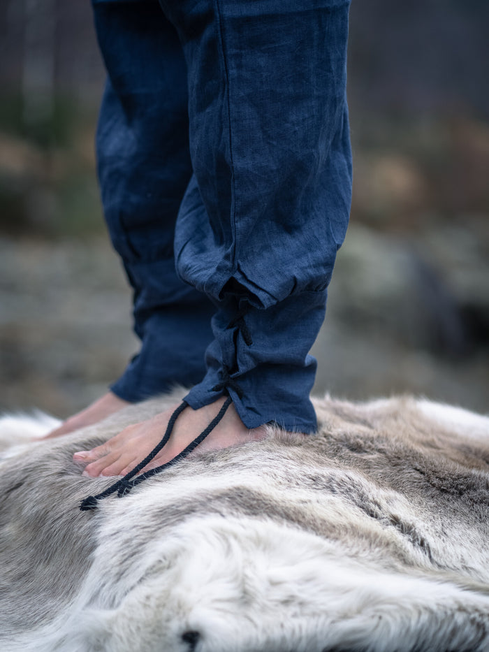 Linen Viking Trousers Odin, blue