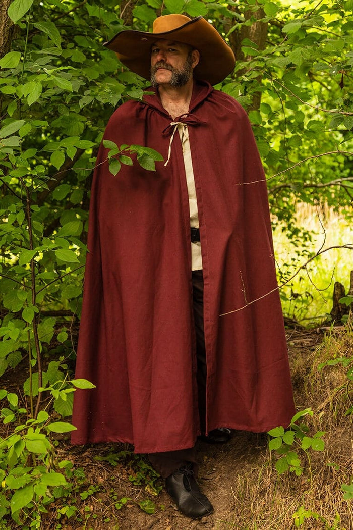 Medieval cloak Harun, burgundy red