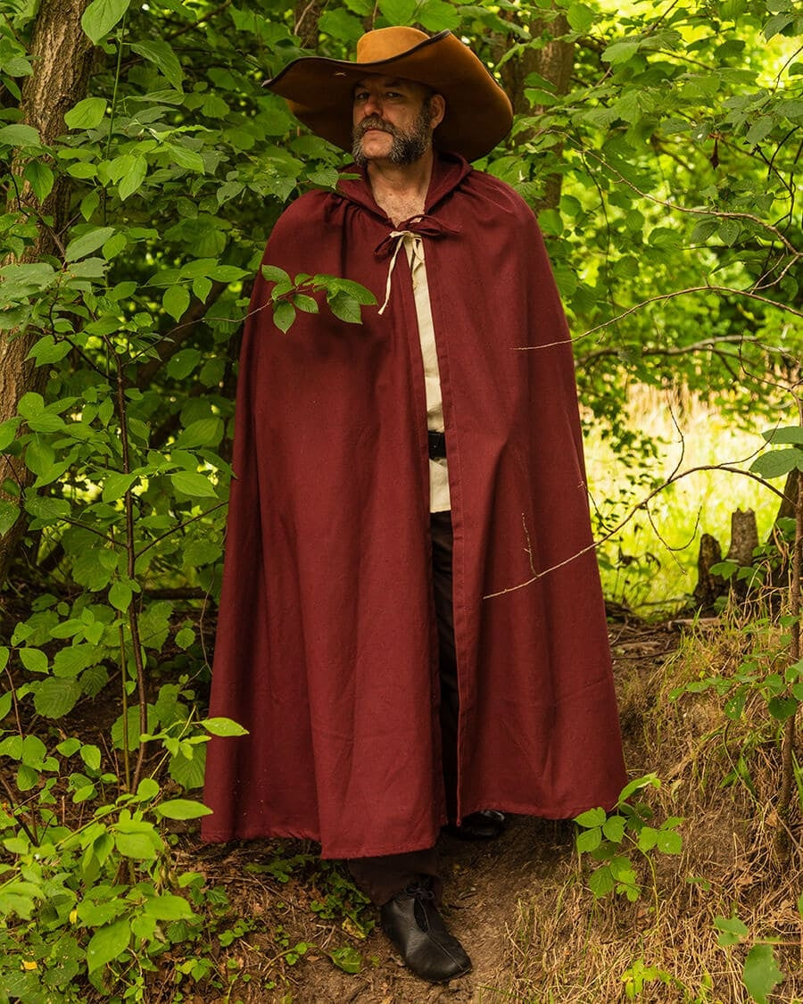 Medieval cloak Harun, burgundy red